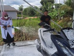 Bumdes Pabaungan Hilir Buka Usaha Cuci Motor Tanpa Sentuh